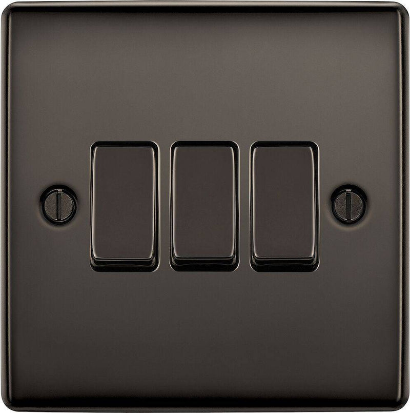 BG Nexus Metal Black Nickel 3G 2W Light Switch NBN43