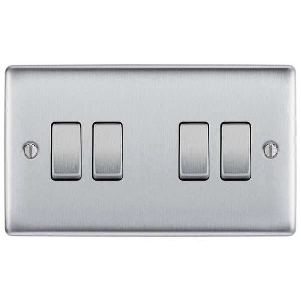 BG Nexus Metal Brushed Steel 4G 2W Light Switch NBS44