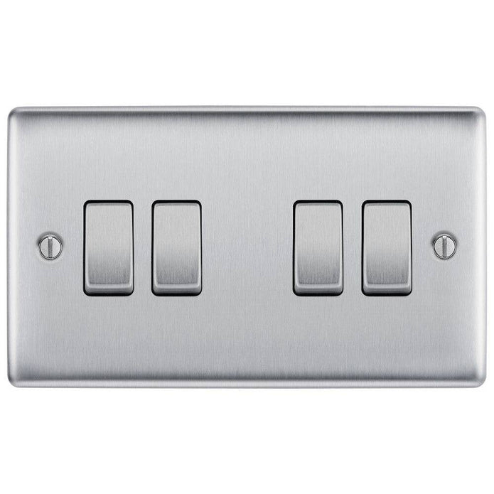 BG Nexus Metal Brushed Steel 4G 2W Light Switch NBS44