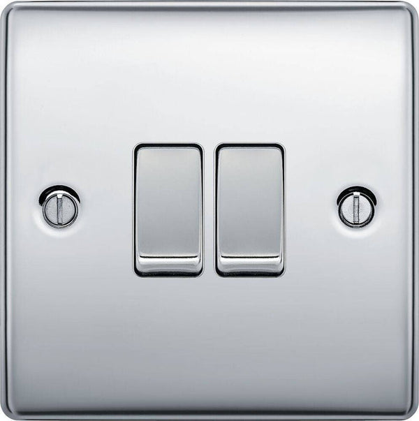 BG Nexus Metal Polished Chrome 2G 2W Light Switch NPC42