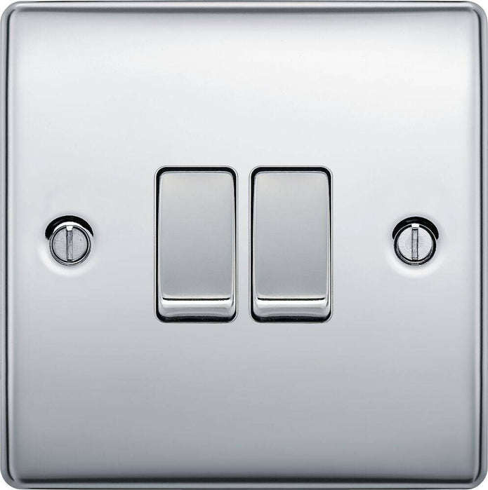 BG Nexus Metal Polished Chrome 2G 2W Light Switch NPC42