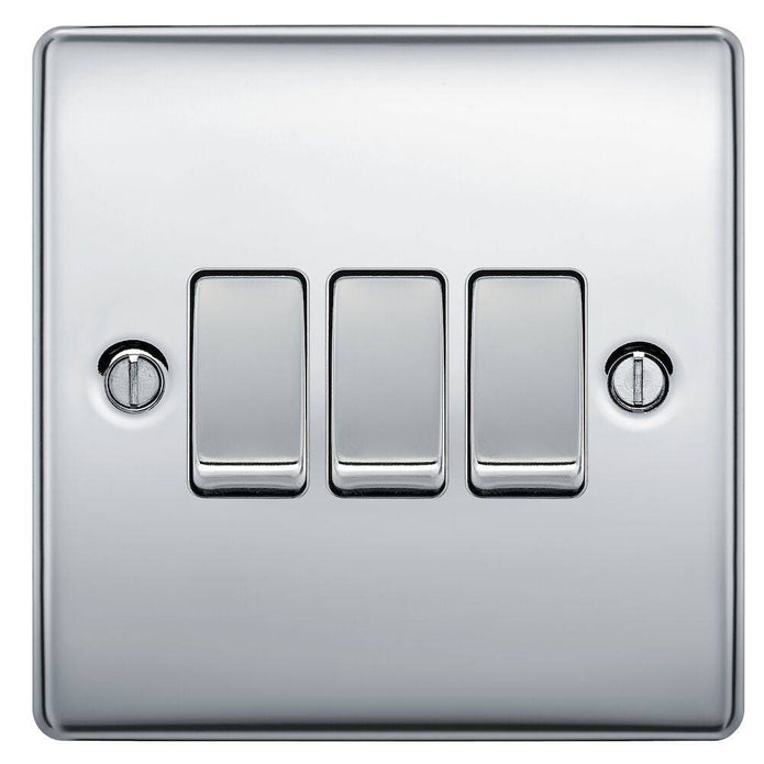 BG Nexus Metal Polished Chrome 3G 2W Light Switch NPC43