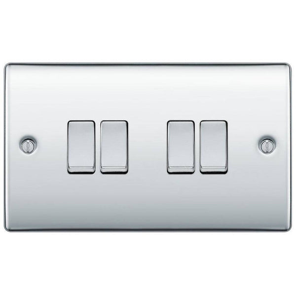 BG Nexus Metal Polished Chrome 4G 2W Light Switch NPC44