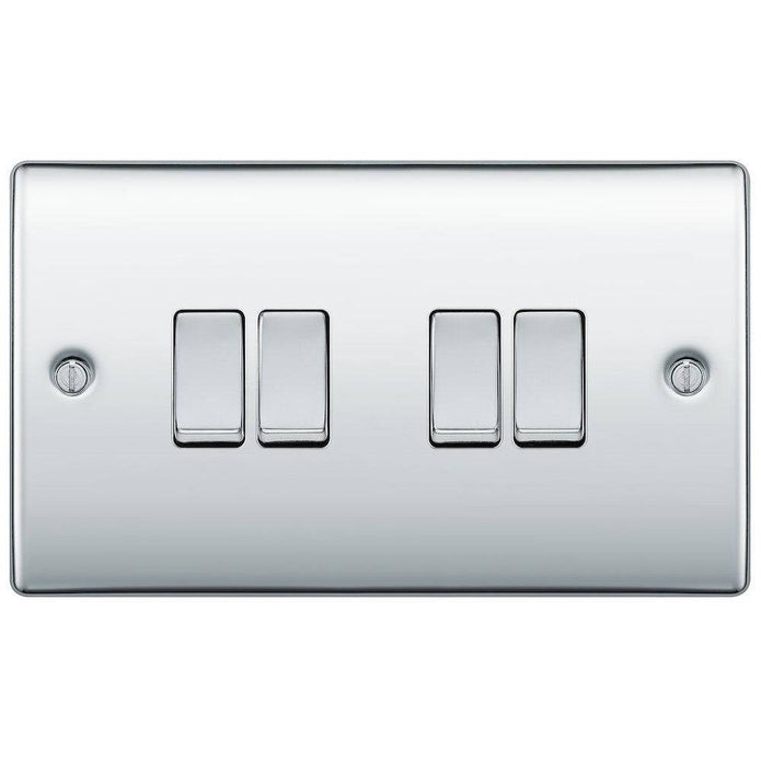 BG Nexus Metal Polished Chrome 4G 2W Light Switch NPC44