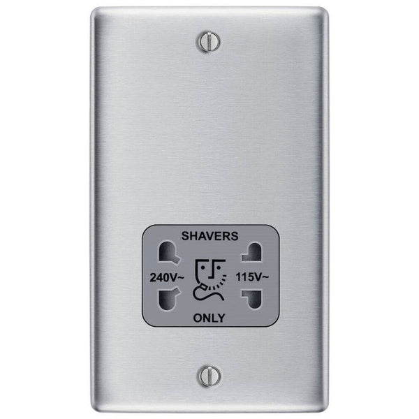 BG Nexus Metal Brushed Steel Shaver Socket NBS20G