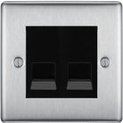 BG Nexus Metal Brushed Steel Double Secondary Telephone Socket NBSBTS2B