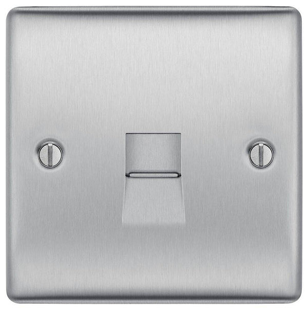 BG Nexus Metal Brushed Steel Single Master Telephone Socket NBSBTM1