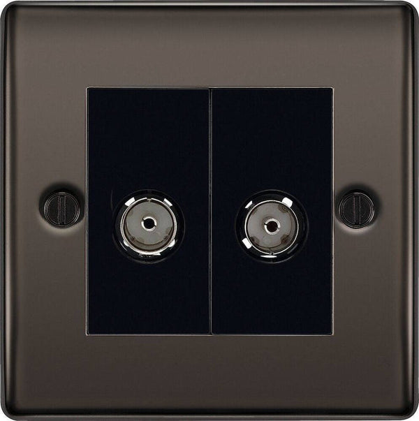 BG Nexus Metal Black Nickel Double Co-axial Socket NBN61B