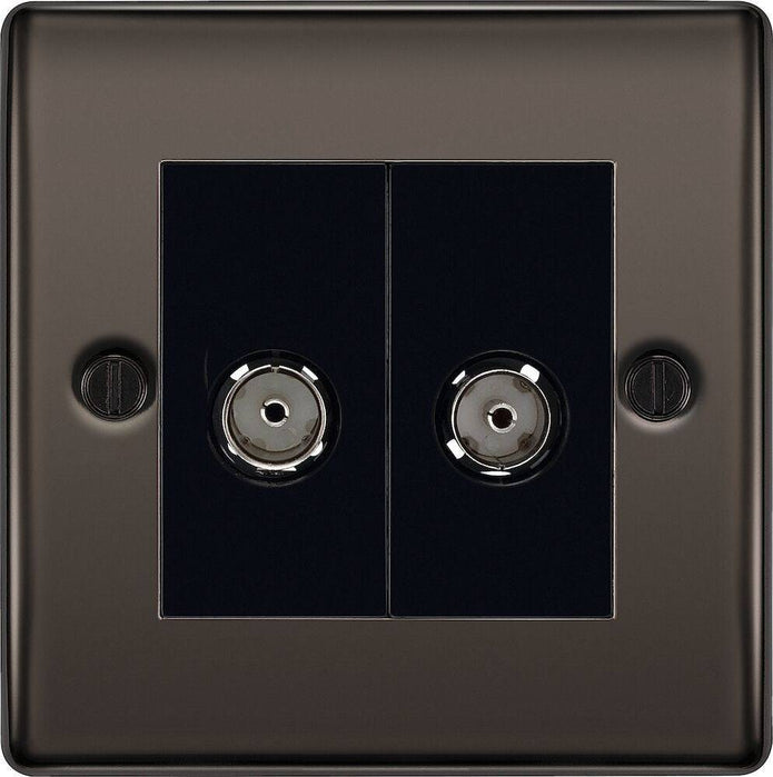 BG Nexus Metal Black Nickel Double Co-axial Socket NBN61B