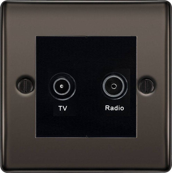 BG Nexus Metal Black Nickel TV & FM Socket NBN66B