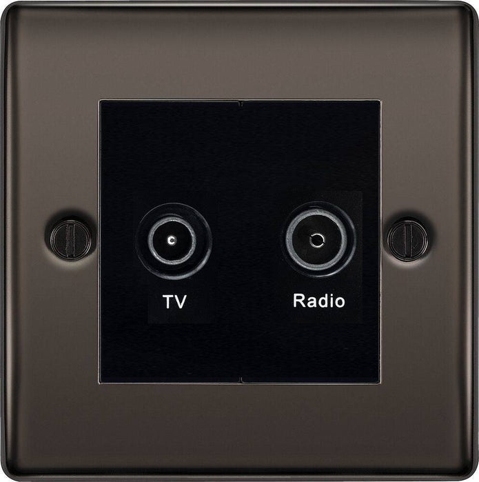 BG Nexus Metal Black Nickel TV & FM Socket NBN66B