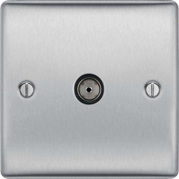 BG Nexus Metal Brushed Steel Co-axial Socket NBS60