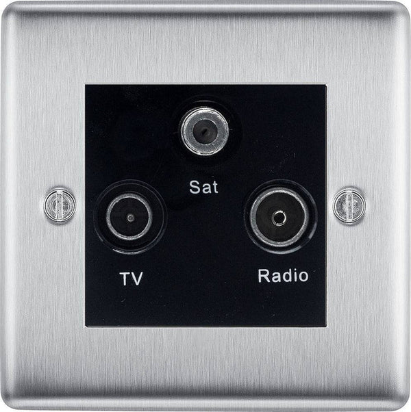 BG Nexus Metal Brushed Steel TV/FM/SAT Socket NBS67B