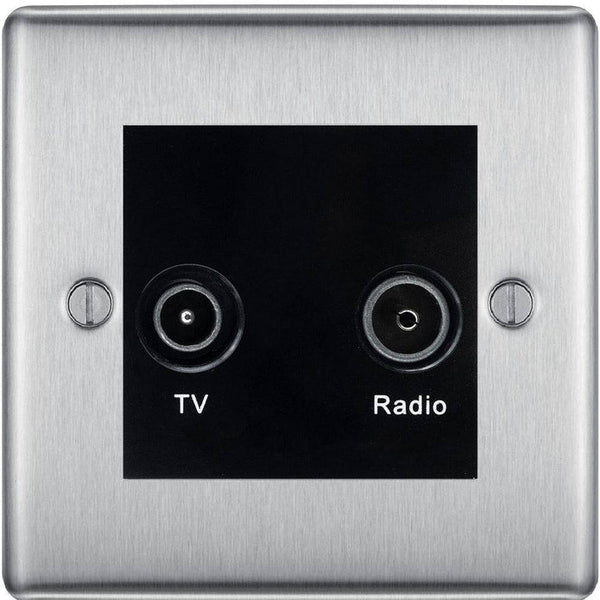 BG Nexus Metal Brushed Steel TV & FM Socket NBS66B