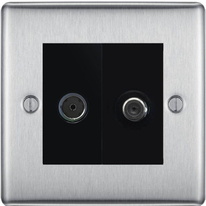 BG Nexus Metal Brushed Steel TV & Satellite Socket NBS65B