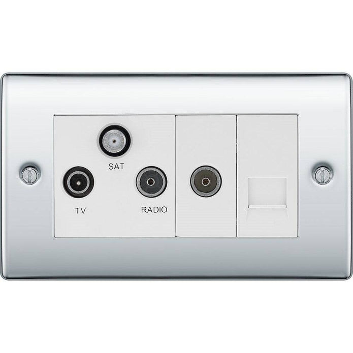 BG Nexus Metal Polished Chrome Combination TV Socket NPC68W