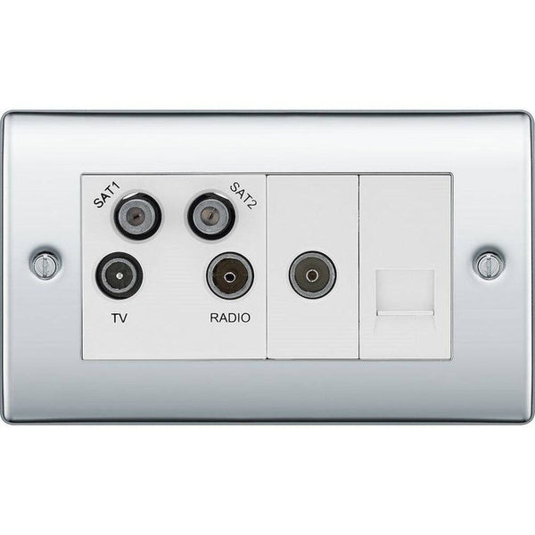 BG Nexus Metal Polished Chrome Combination TV Socket NPC69W