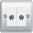 BG Nexus Metal Polished Chrome Double Co-axial Socket NPC61