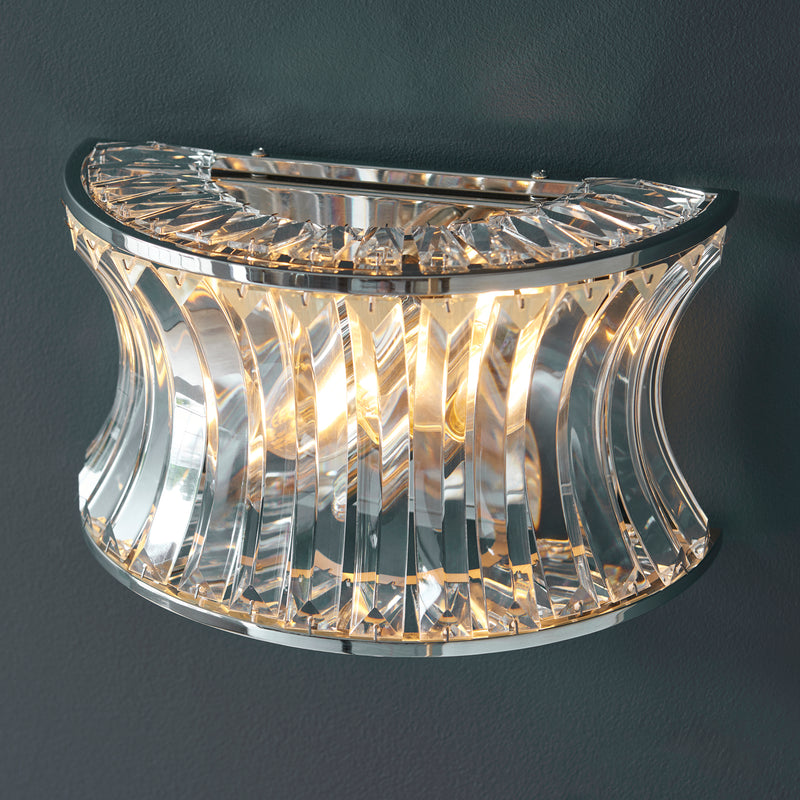 Lightologist Bright nickel plate with crystal and clear glass Glass Wall Light