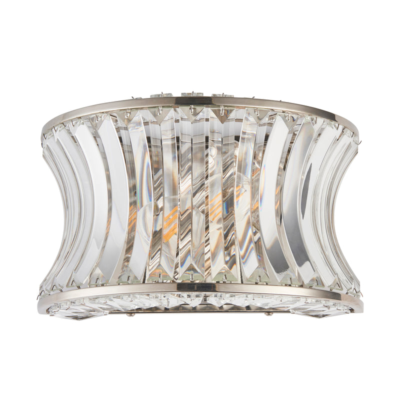 Lightologist Bright nickel plate with crystal and clear glass Glass Wall Light