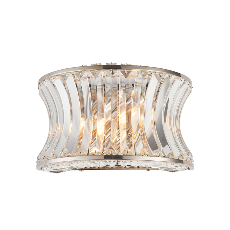 Lightologist Bright nickel plate with crystal and clear glass Glass Wall Light