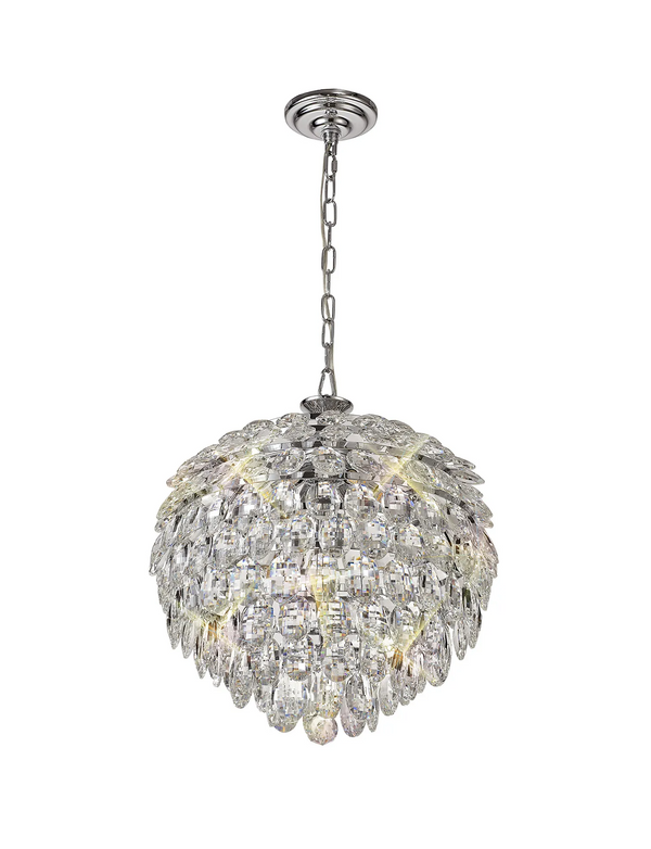 Lightologist Conifer 45cm Pendant, 6 Light E14, Polished Chrome/Crystal