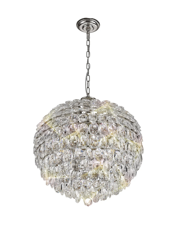 Lightologist Conifer 54cm Pendant, 9 Light E14, Polished Chrome/Crystal