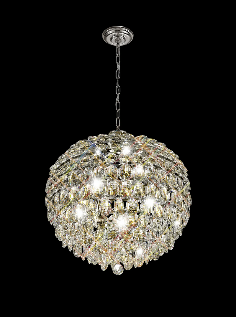 Lightologist Conifer 54cm Pendant, 9 Light E14, Polished Chrome/Crystal