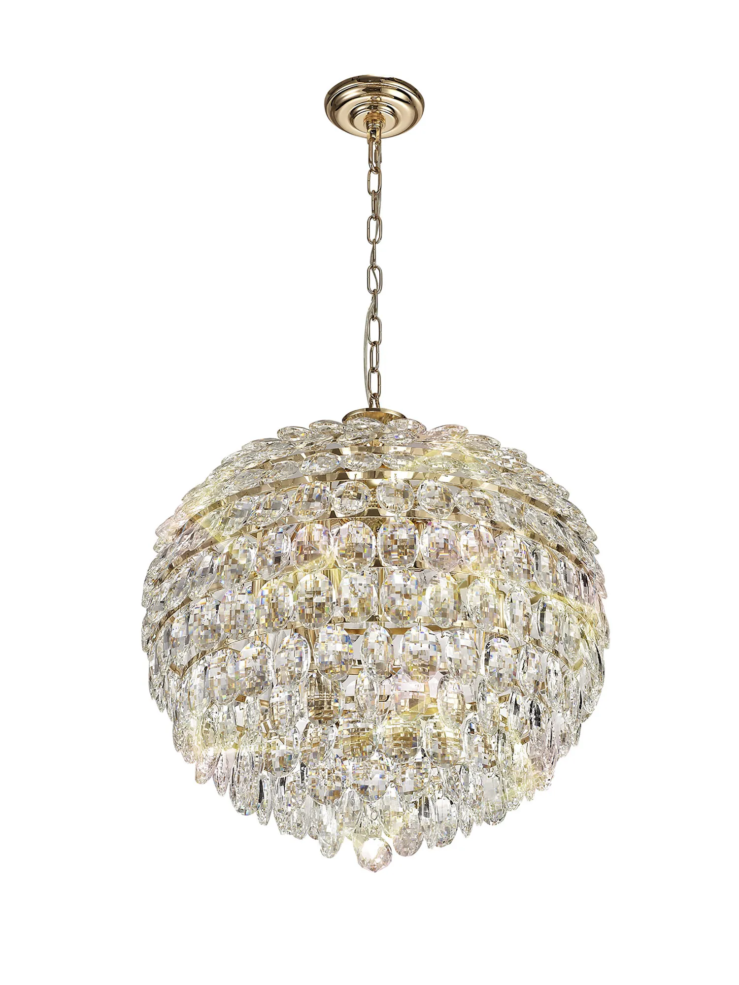 Lightologist Conifer 54cm Pendant, 9 Light E14, French Gold/Crystal