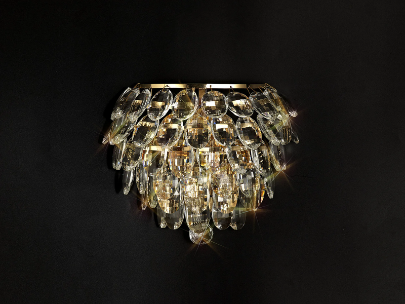 Lightologist Conifer Wall Lamp, 1 Light E14, French Gold/Crystal