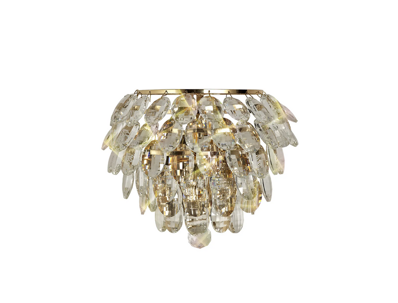 Lightologist Conifer Wall Lamp, 1 Light E14, French Gold/Crystal