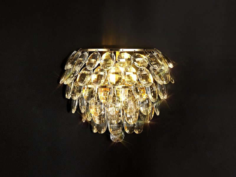 Lightologist Conifer Wall Lamp, 1 Light E14, French Gold/Crystal