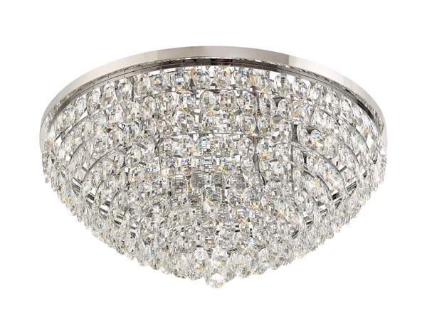 Lightologist Conifer 95cm Flush Ceiling, 15 Light E14, Polished Chrome/Crystal