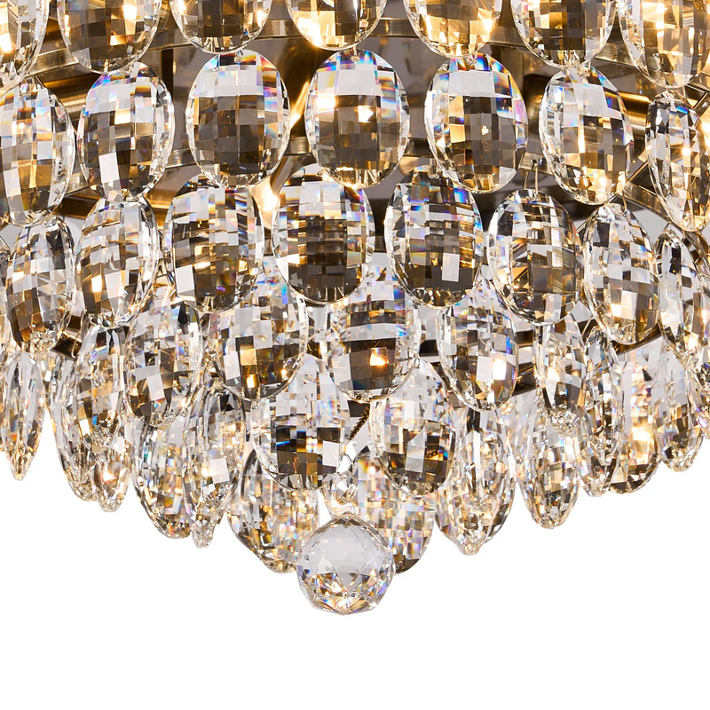 Lightologist Conifer 60cm Flush Ceiling, 6 Light E14, Antique Brass/Crystal