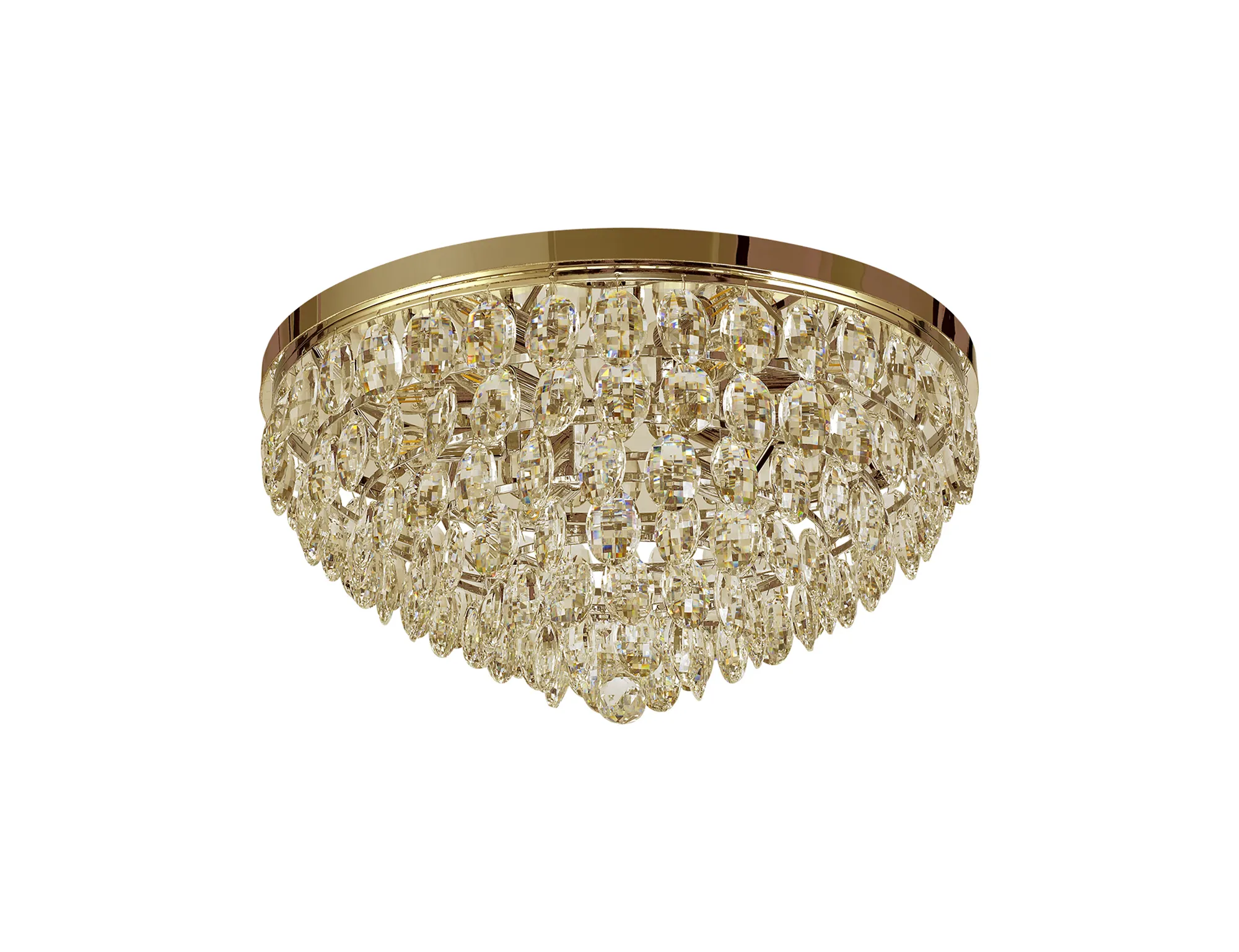 Lightologist Conifer 60cm Flush Ceiling, 6 Light E14, French Gold/Crystal