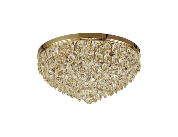 Lightologist Conifer 60cm Flush Ceiling, 6 Light E14, French Gold/Crystal