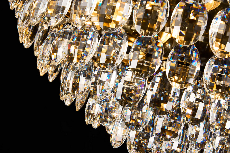 Lightologist Conifer 80cm Flush Ceiling, 12 Light E14, Antique Brass/Crystal