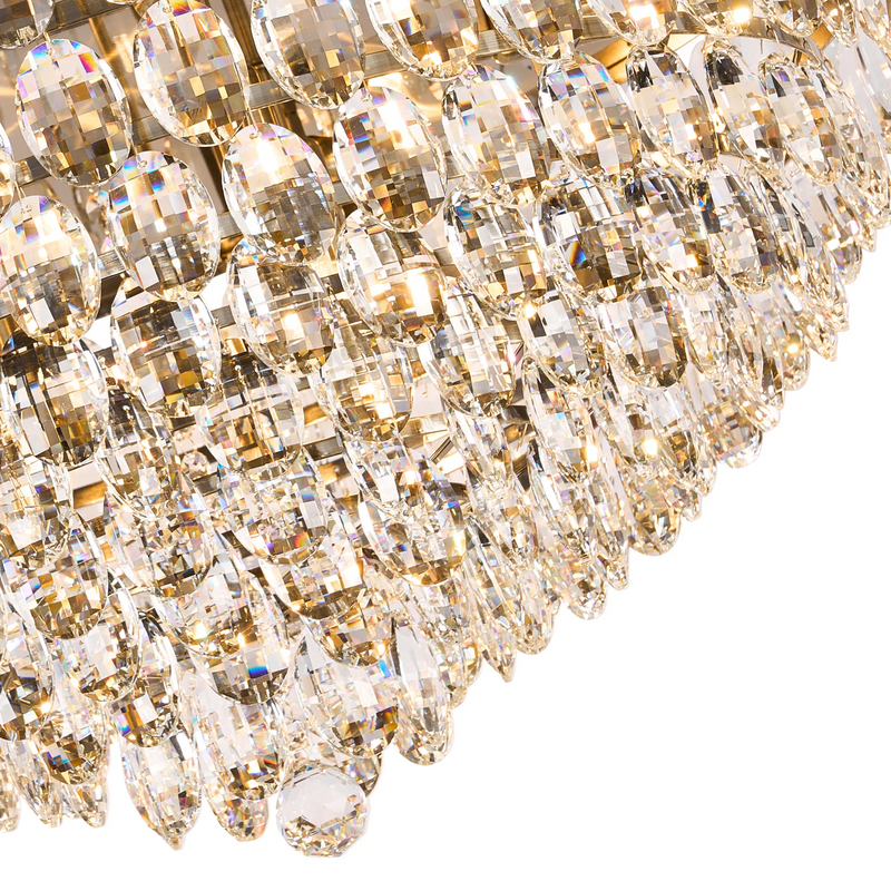 Lightologist Conifer 80cm Flush Ceiling, 12 Light E14, Antique Brass/Crystal