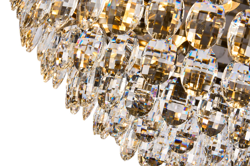 Lightologist Conifer 80cm Flush Ceiling, 12 Light E14, Antique Brass/Crystal