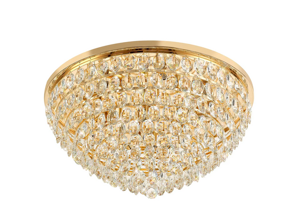 Lightologist Conifer 80cm Flush Ceiling, 12 Light E14, French Gold/Crystal