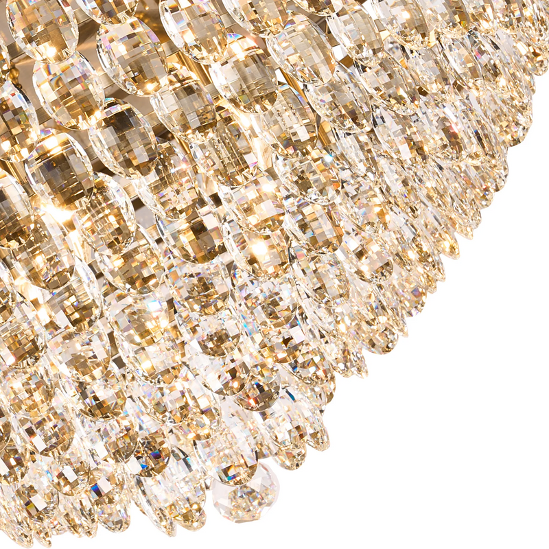 Lightologist Conifer 95cm Flush Ceiling, 15 Light E14, Antique Brass/Crystal