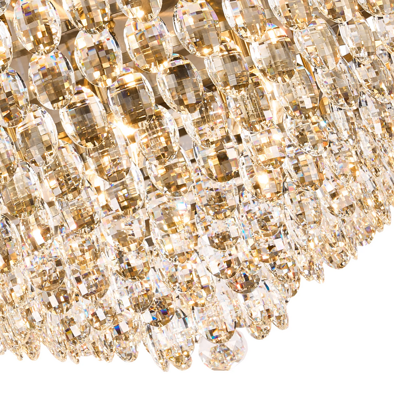 Lightologist Conifer 95cm Flush Ceiling, 15 Light E14, Antique Brass/Crystal