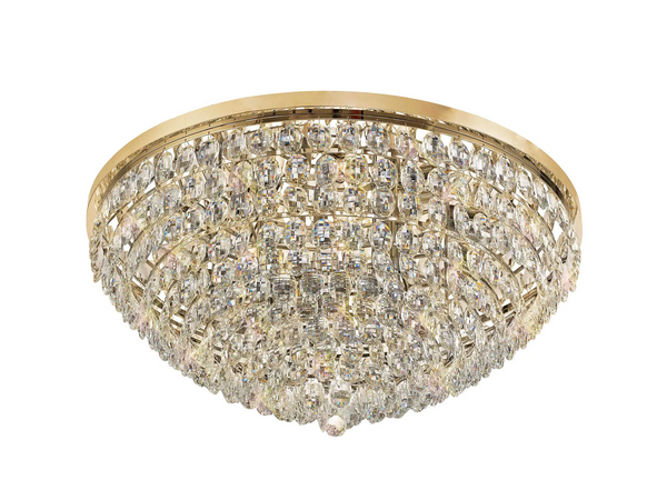 Lightologist Conifer 95cm Flush Ceiling, 15 Light E14, French Gold/Crystal