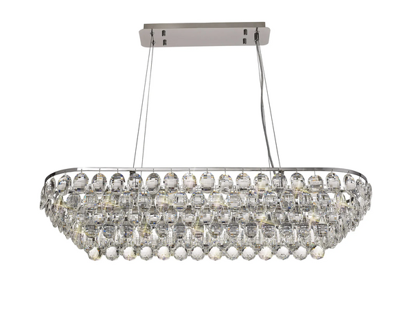 Lightologist Conifer Linear Pendant, 8 Light E14, Polished Chrome/Crystal