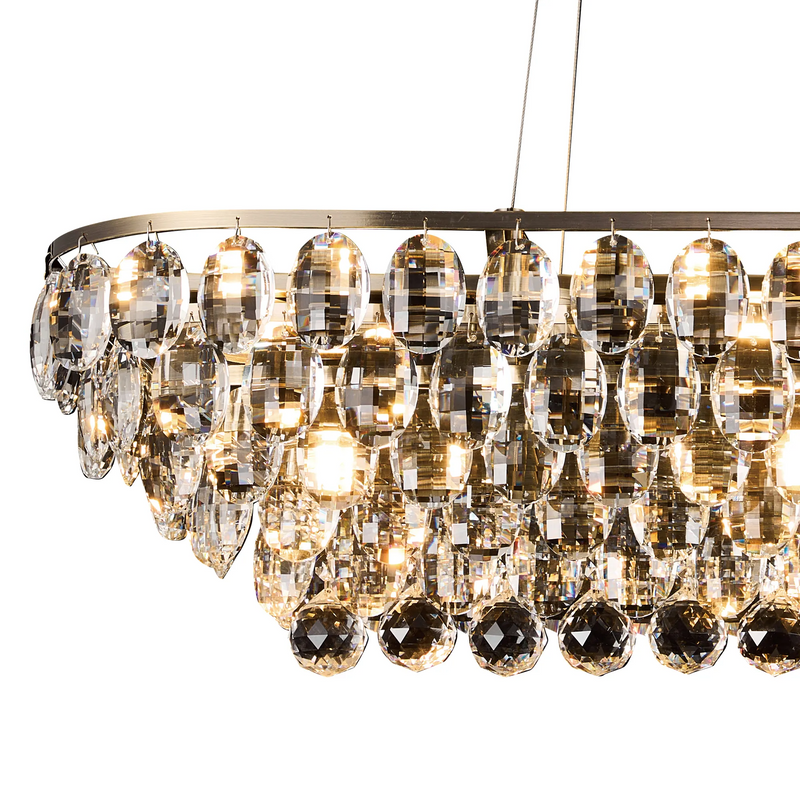 Lightologist Conifer Linear Pendant, 8 Light E14, Antique Brass/Crystal