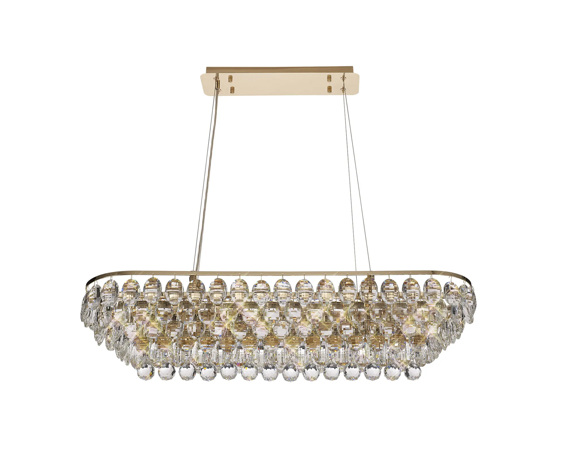 Lightologist Conifer Linear Pendant, 8 Light E14, French Gold/Crystal 