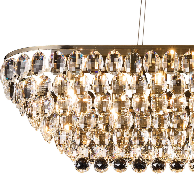 Lightologist Conifer Linear Pendant, 14 Light E14, Antique Brass/Crystal