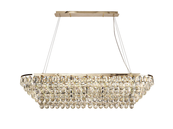 Lightologist Conifer Linear Pendant, 14 Light E14, French Gold/Crystal