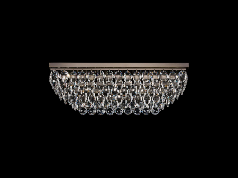 Lightologist Conifer Linear Flush Ceiling, 5 Light E14, Antique Brass/Crystal