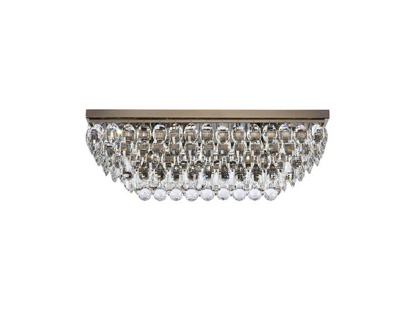 Lightologist Conifer Linear Flush Ceiling, 5 Light E14, Antique Brass/Crystal